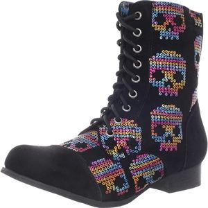 IRON FIST WOMEN'S SUGAR HICCUP COMBAT BOOT BLACK SIZE 6